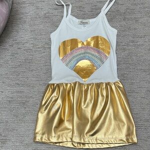 Gold Heart and Rainbow Dress